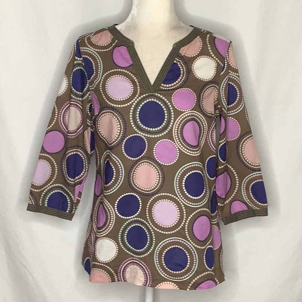 Boden Lightweight Cotton Circle Geometric Blouse Size 4
